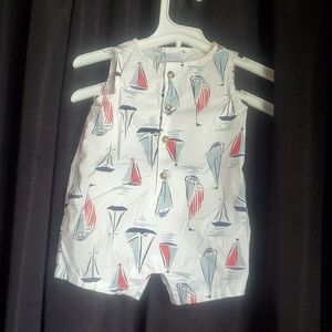 Sailboat Print Baby Romper, 3M